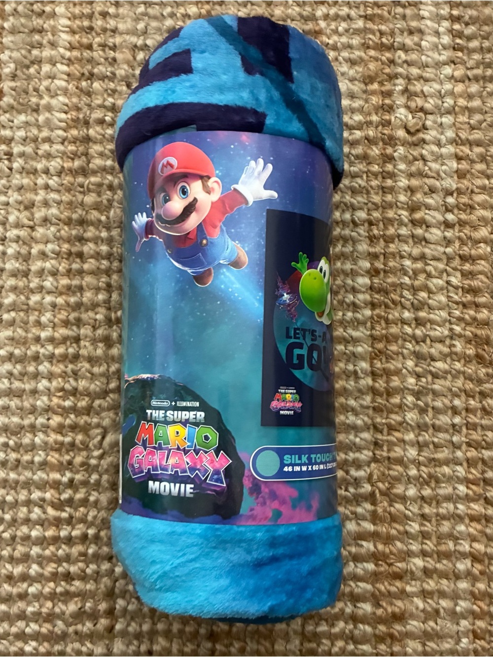 Nintendo Super Mario Galaxy Blue Plush Throw Blanket